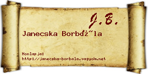 Janecska Borbála névjegykártya